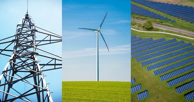 wind turbine and field of solar panels