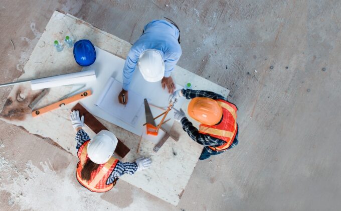 Team of young man and woman engineer and architects working