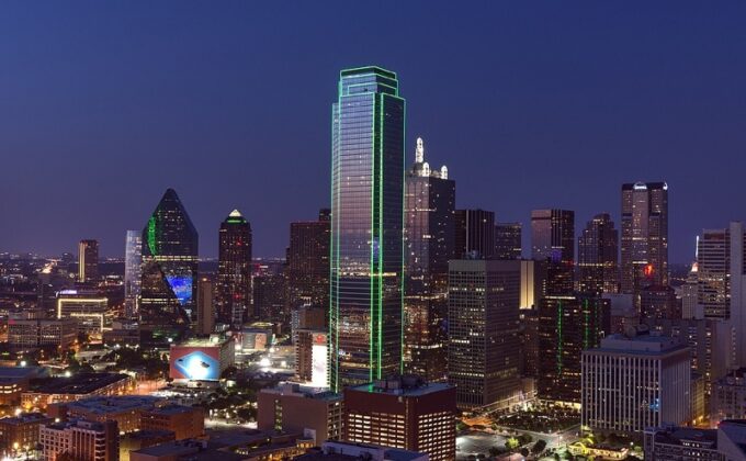 city skyline at night