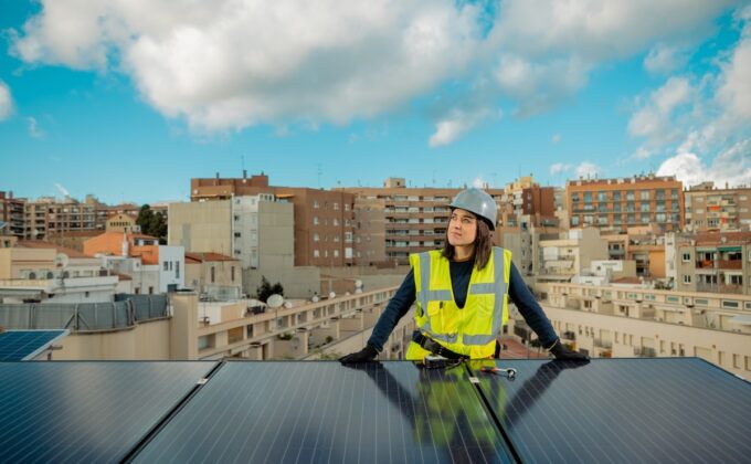 Confident caucasian Female electrician engineer portrait