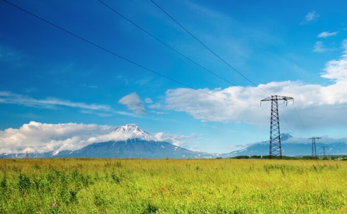 power lines and mountains