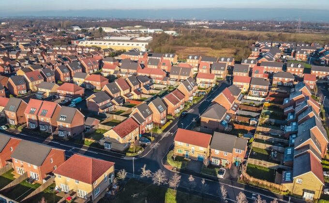 Aerial view of British neighborhood||Aerial view of British neighborhood