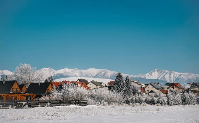 View of snow covered mountains in Slovakia